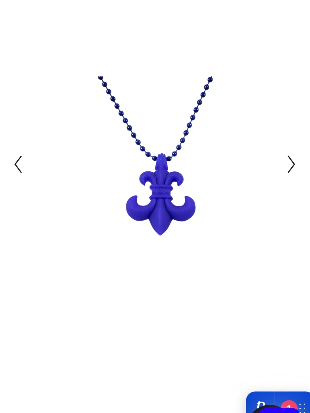 Chrome Hearts Cobalt Blue Fleur-de-Lis Pendant Necklace